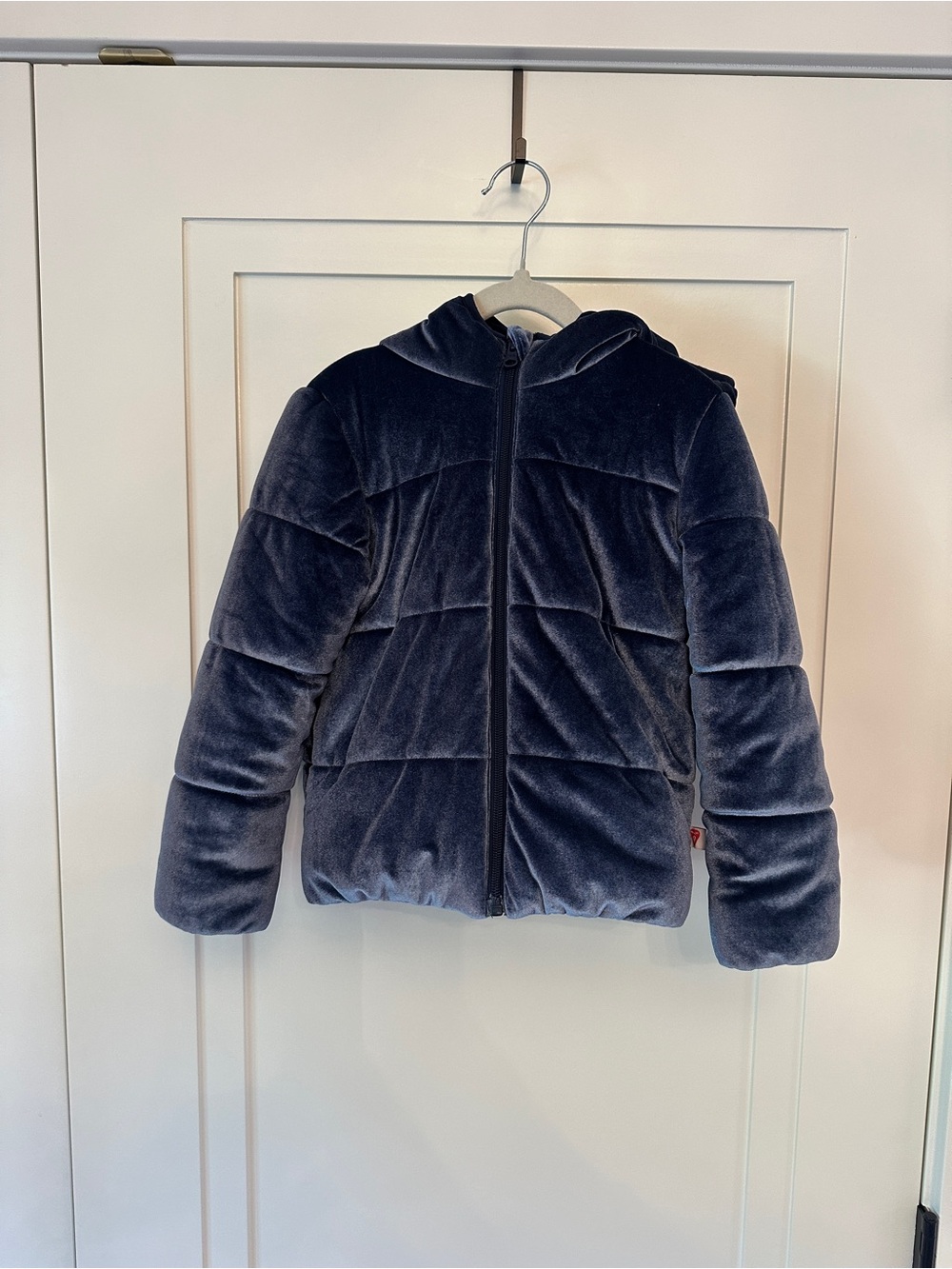 Joe Fresh Girls Navy Velvet PrimaLoft Puffer Jacket Hooded Size 5